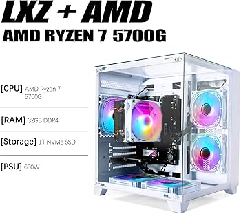 Amazon.com: LXZ Desktop Gaming Computer, R7 5700G, 4.4GHz